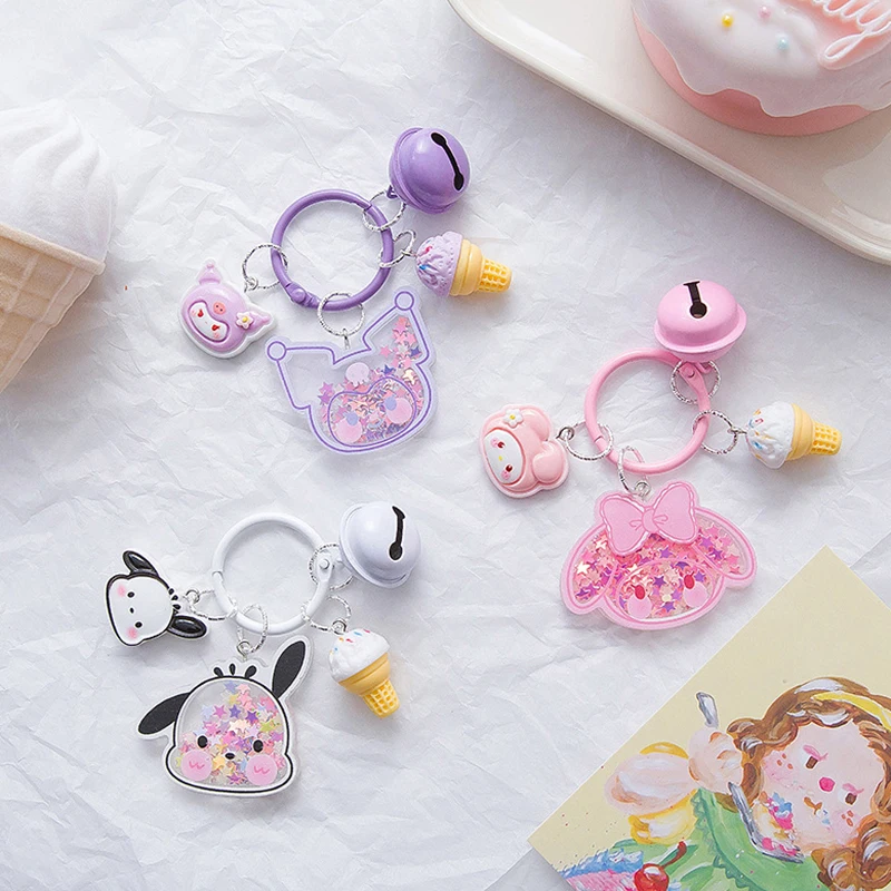 

Милая мультяшная Аниме Маленькая искусственная Милая акриловая качалка с блестками и зыбучим песком светящийся портативный автомобильный брелок подвеска аксессуар