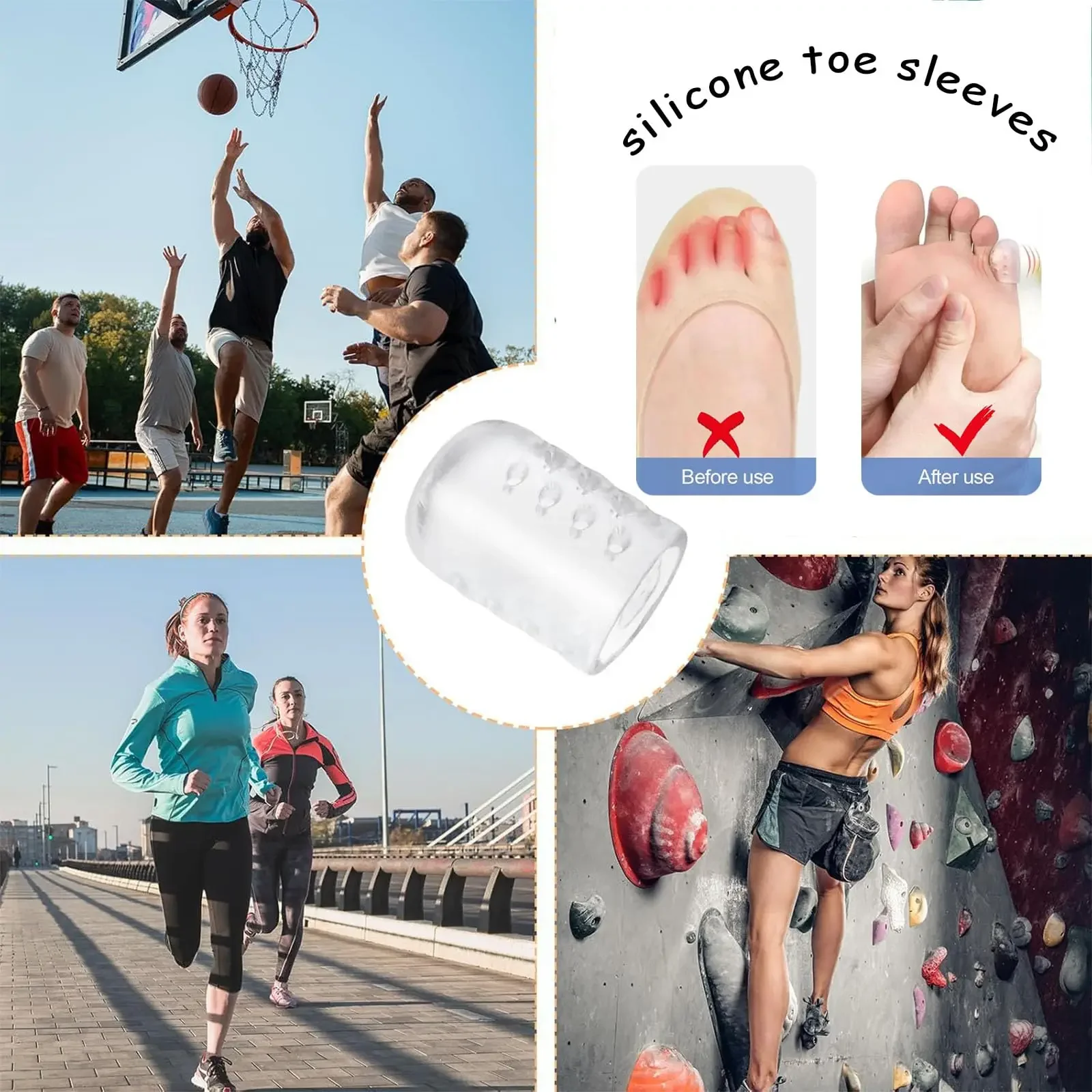 cojines suaves para mangas del dedo del pie,tapas de Gel de silicona para callos, 20 piezas protectores de dedos de los pies