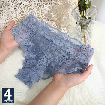FINETOO 5Pcs Sexy Floral Lace Panties Women Briefs Low Waist Soft Lingerie Comfortable Female Underwears Girls Intimates Panties 1