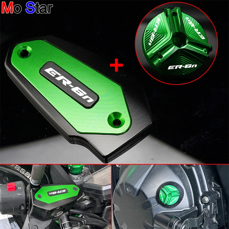 

ER-6N Motorcycle Front Brake Fluid Reservoir Cover Engine Oil Filler Cap For KAWASAKI ER6N ER-6N IS 6N ER6 N 2006-2016