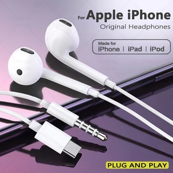 Auricolari Cablati Originali per Apple iPhone 17 Pro Max 16 15 14 13 12 11 Mini, Cuffie USB-C con Microfono, Auricolari Stereo Tipo C