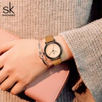 Shengke Simple Women Dress Watches Retro Leather Female Clock Top Brand Women's Fashion Mini Design Quartz Wristwatches Watches 2