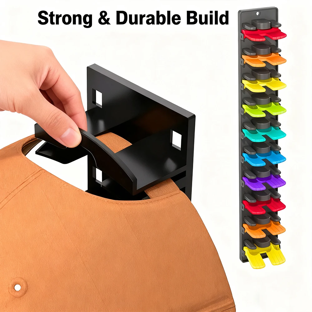 Hat Organizer for Baseball Caps with Built-in Spring Clips Adjustable Storage for Door/Closet Display Hat Racks Hanger