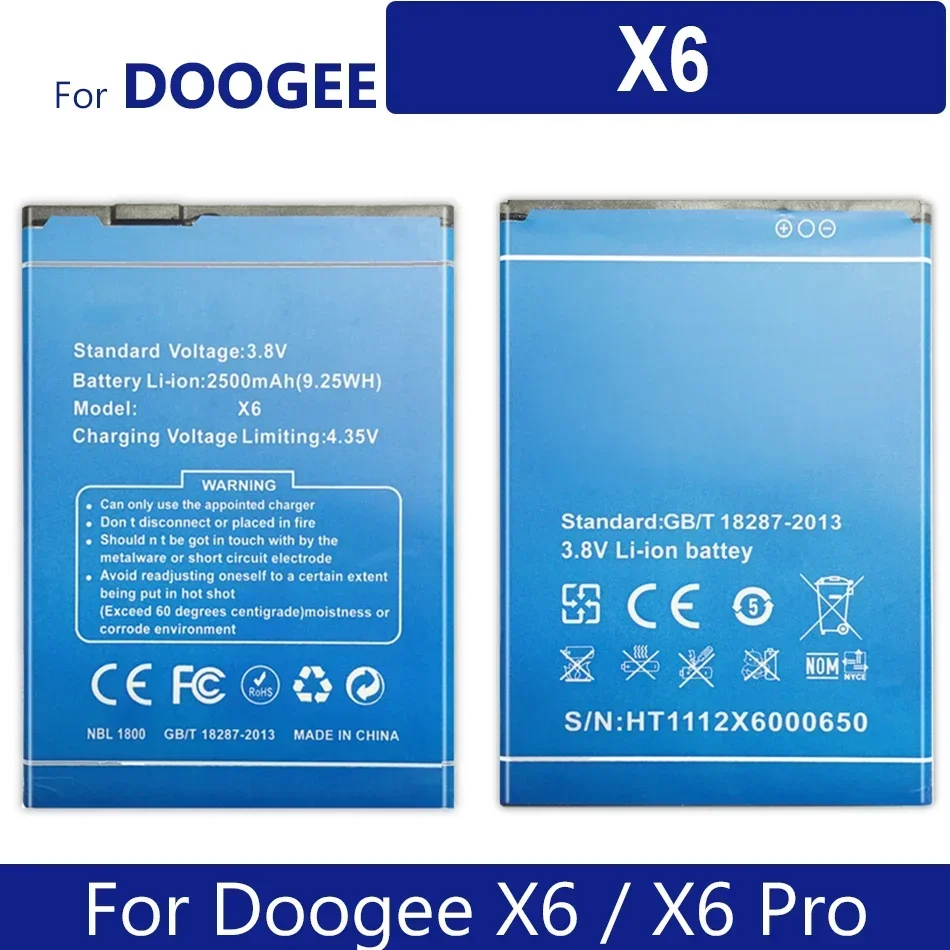 

Аккумулятор Для Doogee X6, X6 Pro с номером отслеживания, 2500 мАч