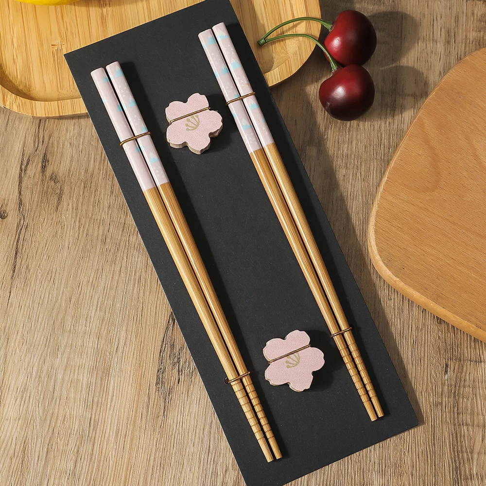 Handmade Eco-Friendly Wooden Chopsticks Set - 2 Pairs Non-Slip Tableware Gift