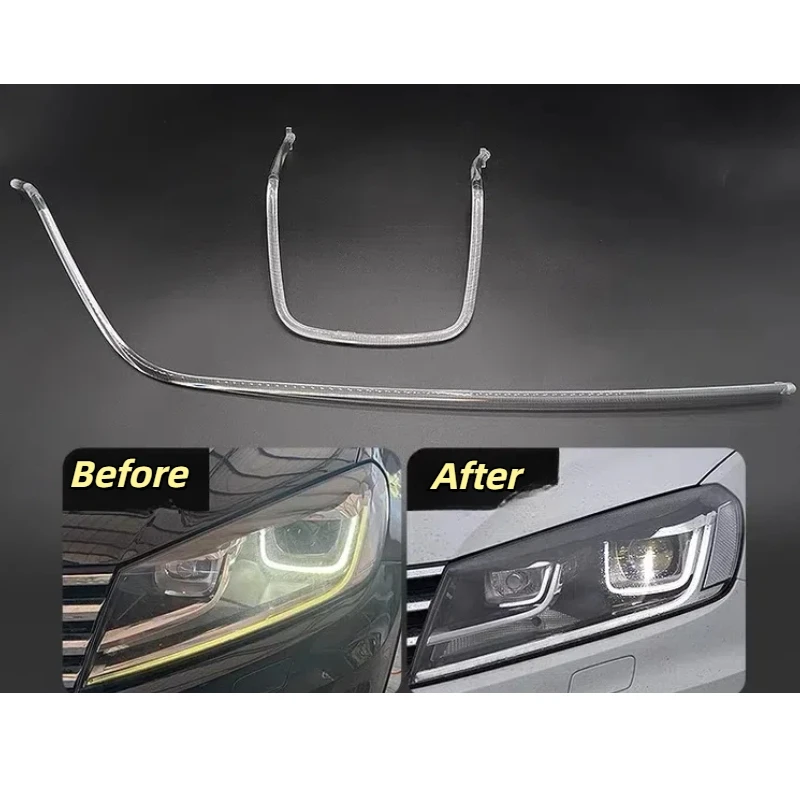 For VW Touareg 2016 2017 2018 LED DRL Headlight Light Guide Plate Daytime Running Light Tube Car Daytime Running Light Bar