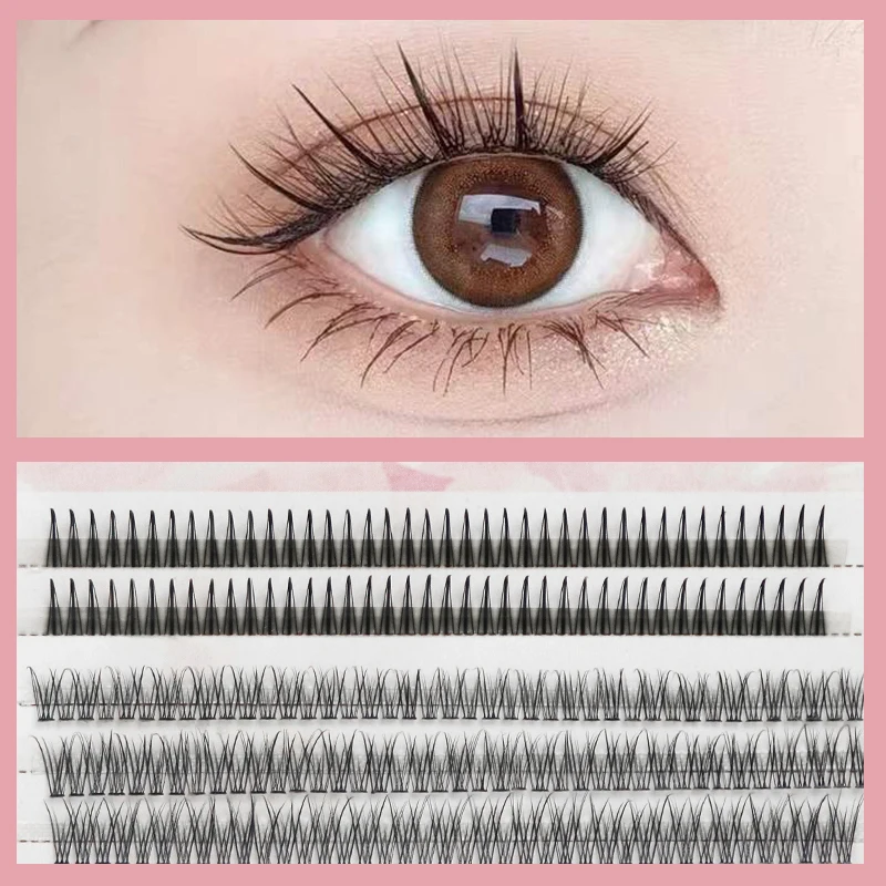 

Fishtail + A-type Mixed Hair 5 Rows Mixed False Eyelashes Spikes Lashes Natural Wispy Fishtail Cluster Eyelashes Eye Lash Makeup