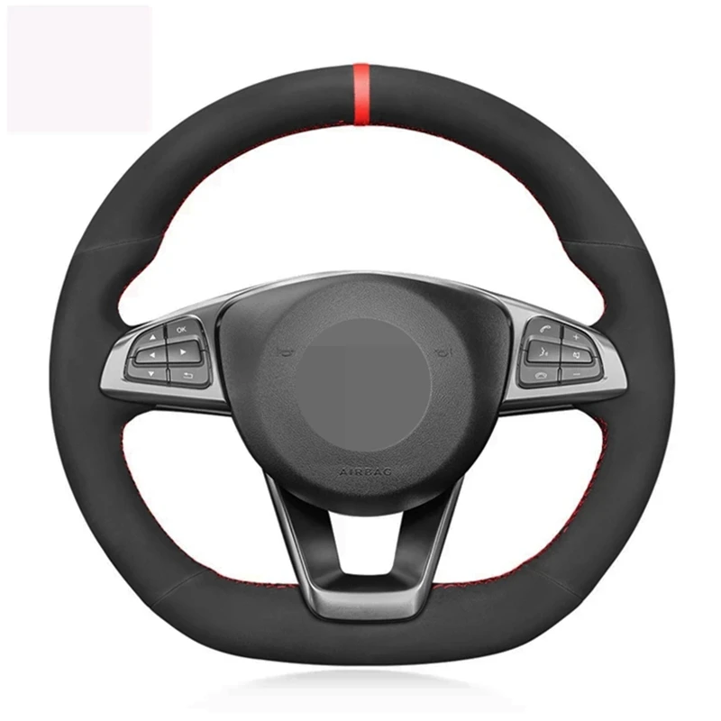 Car Steering Wheel Cover Black Suede For Mercedes Benz C200 C250 C300