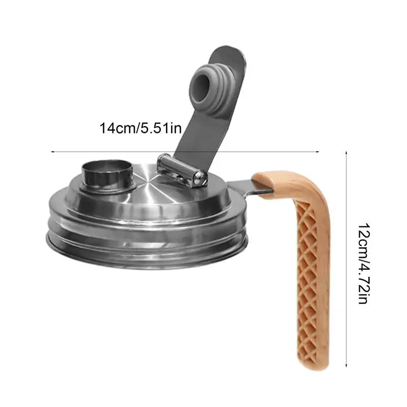 Stainless Steel Wide Mouth Mason Jar Pour Spout Lid Seal Bottle Cover Spout Lid Handle Leak Proof Kitchen Tool