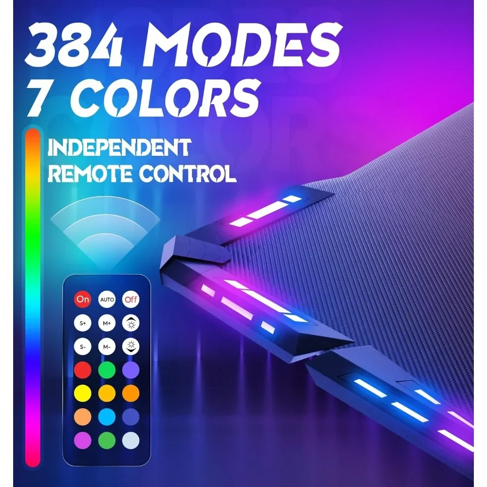 Playing table, RGB gaming computer desk with carbon fiber surface, LED ...