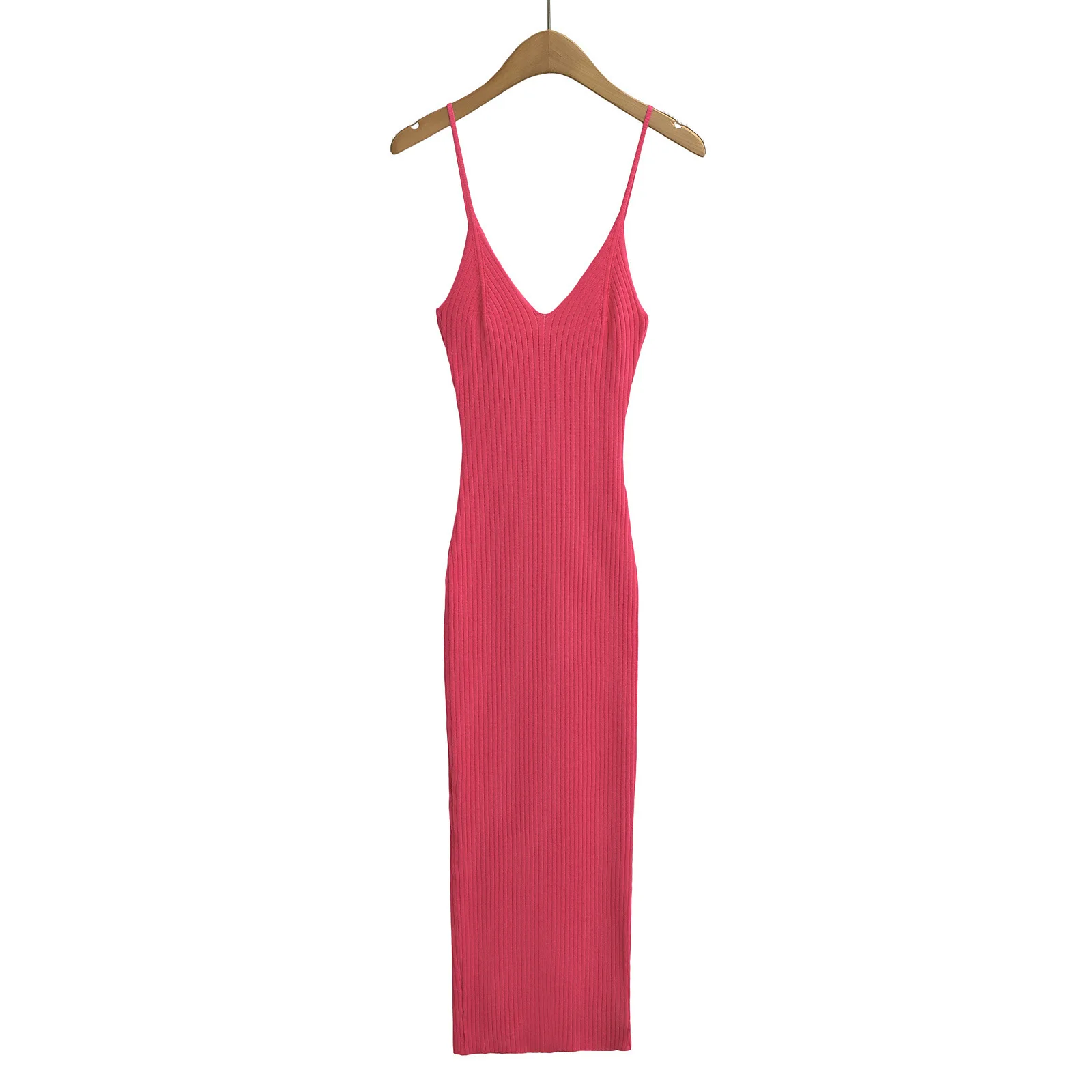 

Women Knit Hot Pink Strappy Bodycorn Midi Dress