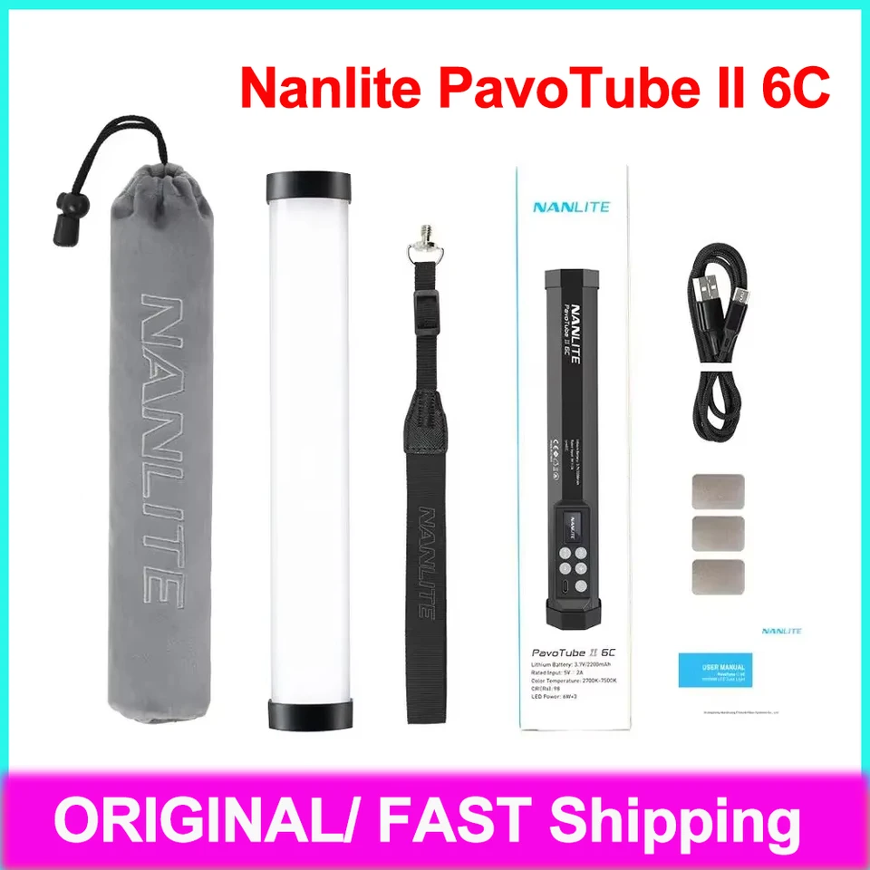 Nanlite pavotube ii 6c led rgb tubo de luz portátil fotografia