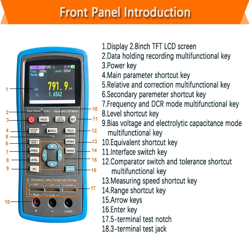 East Tester LCR Digital Bridge Meter ET43 USB Handheld High Precision Capacitance Inductance Resistance Test Digital Display 6