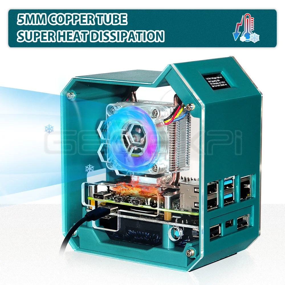Geeekpi abs mini torre rgb programável ventilador