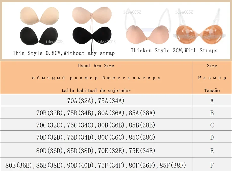 Sexy Invisible Strap Backless Bras Push Up Silicone Women Bralette for  Dress 3CM Thickened Top Self-Adhesive Bra for Small Chest