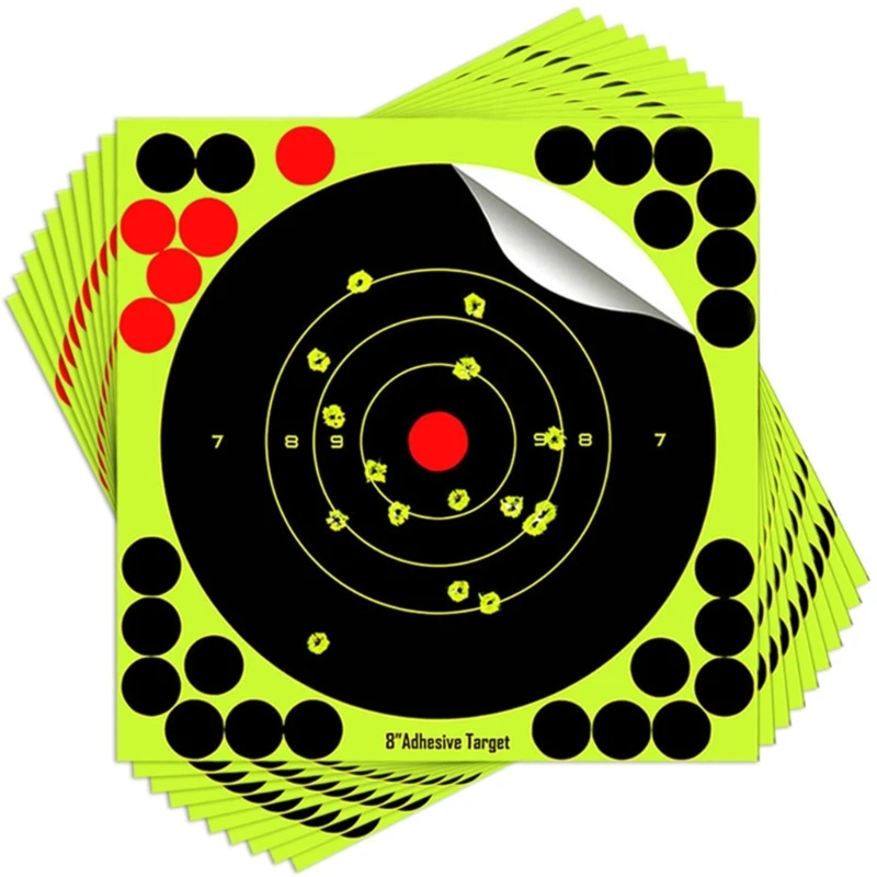 Adhesive Green Fluorescent Targets 10 Pcs Paper Practice Stickers Ranges Paper Targets Easy Use 69HD