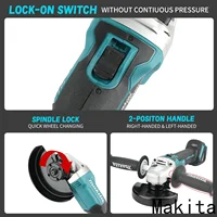 Makita DGA504 18V 6.0Ah 125mm Angle Grinder Lithium Battery Brushless High Power Industrial Grade Angle Grinder Cutting, Polishi