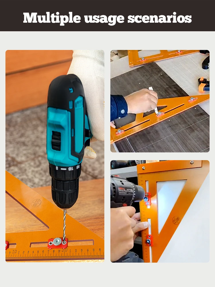 2-in-1 Rafter Square Punching Positioning Triangle Ruler Adjustable Slider Precision Bakelite Right Angle Ruler Carpentry