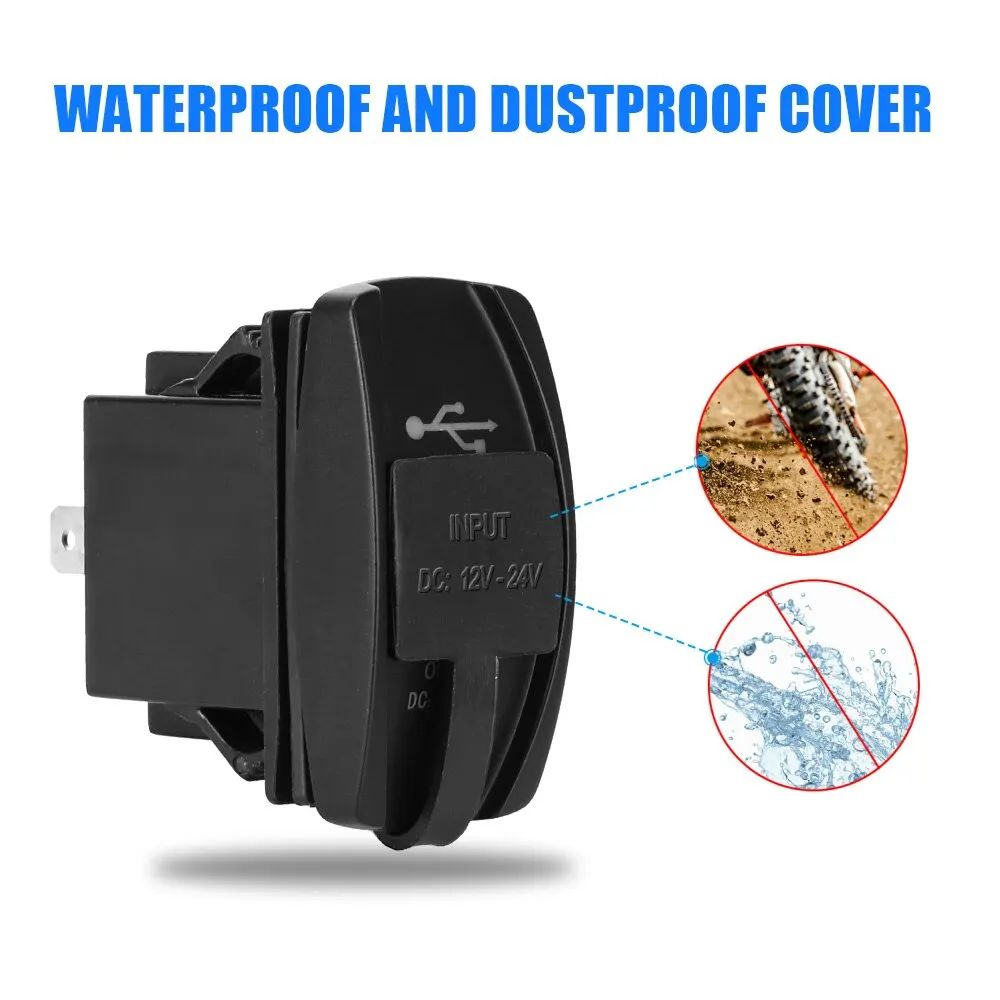Car Charger 5V 3.1A LED Car Socket Dual USB Ports Dustproof Phone Power Adapter For Truck RV Camper Caravans