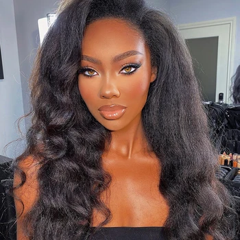 100% Malaysia Human Hair Kinky Wave Bundles With Closure Ombre Brown Afro Yaki Body Wave Hair 3 Bundles With 4X4 Lace Closure