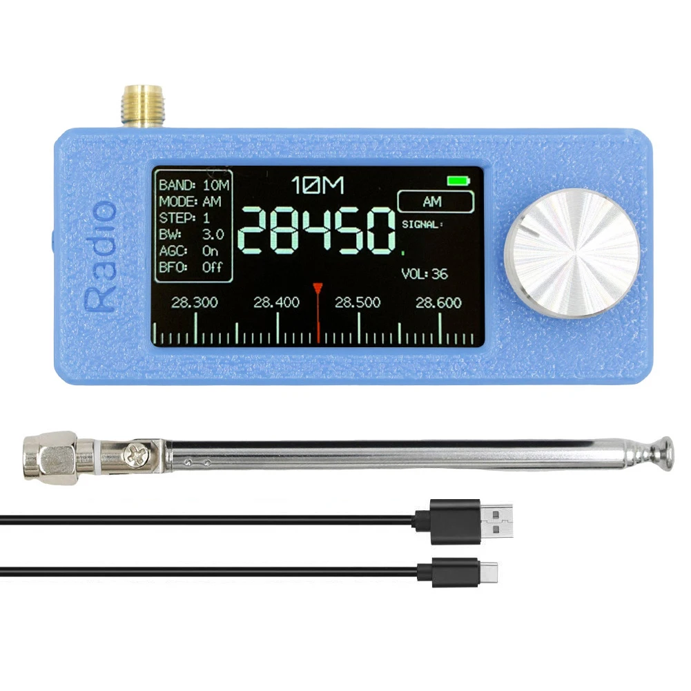 Portable Radio SI4732 0.5-108mhz Mini Pocket Radio LSB USB AM FM FM/AM 1.9-inch IPS Screen All Band Radio Receiver with Antenna 2