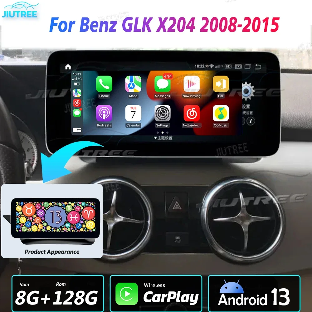 

12.3 Inch For Mercedes Benz GLK X204 2008 2009-2015 Android13 Car Radio WIFI 4G Carplay Auto GPS Multimedia Player Audio Monitor