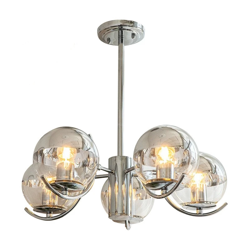 

Designer Glass Ball Chrome LED Pendant Chandelier Kitchen Living Room Bar Restaurant Dining Table Home Decor Lighting Fixtures