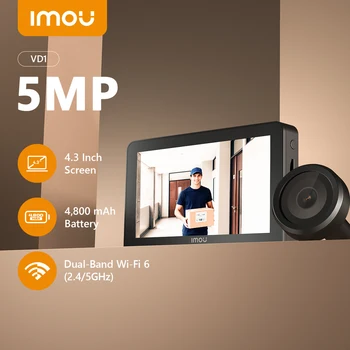 IMOU Smart Cat Eye con Monitor a Colori da 4.3'', Videocamera Wireless da 5MP, Campanello Intercomunicante Wi-Fi 2.4/5GHz