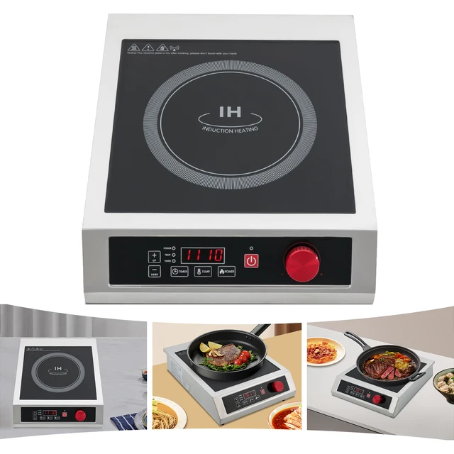 Table de cuisson à induction commerciale 3500W, puissant brûleur à induction électrique, cuisinière électrique de comptoir avec capteur numérique, corps en acier inoxydable pour bars, restaurants et chaînes de restaurants 1