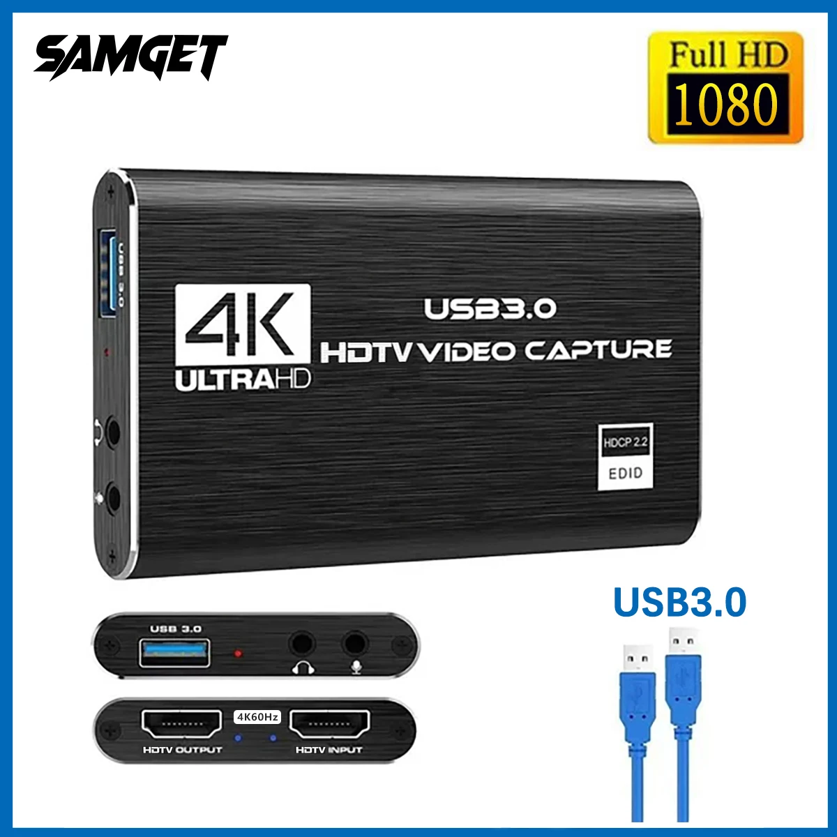 4K HDMI-compatible USB 3.0 Video Capture Card 1080P 60fps HD Video Recorder Grabber For OBS Capturing Game Card Live 4K video recorder video capture card