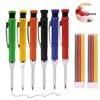 Metal Carpenter Pencil Built-in Sharpener 4-Color Lead Refills Woodworking & DIY Crafts, Deep Hole Marking Construction 1