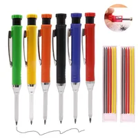 Metal Carpenter Pencil Built-in Sharpener 4-Color Lead Refills Woodworking & DIY Crafts, Deep Hole Marking Construction 1