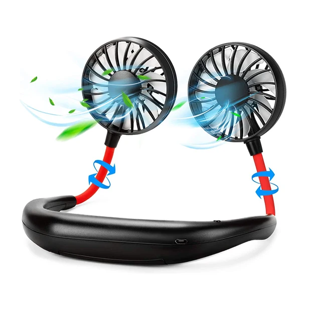 Hands-free Neck Band Fan Hands-Free Hanging USB Rechargeable Dual Fan Mini Air Cooler Summer Portable