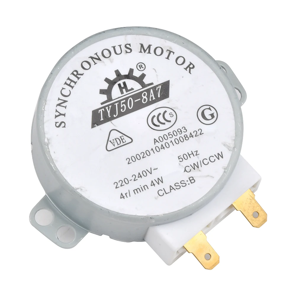 Microwave Turntable Motor AC 220V-240V 50Hz CW/CCW Microwave Turntable Turn Table Synchronous Motor TYJ50-8A7 D Shaft 4 RPM