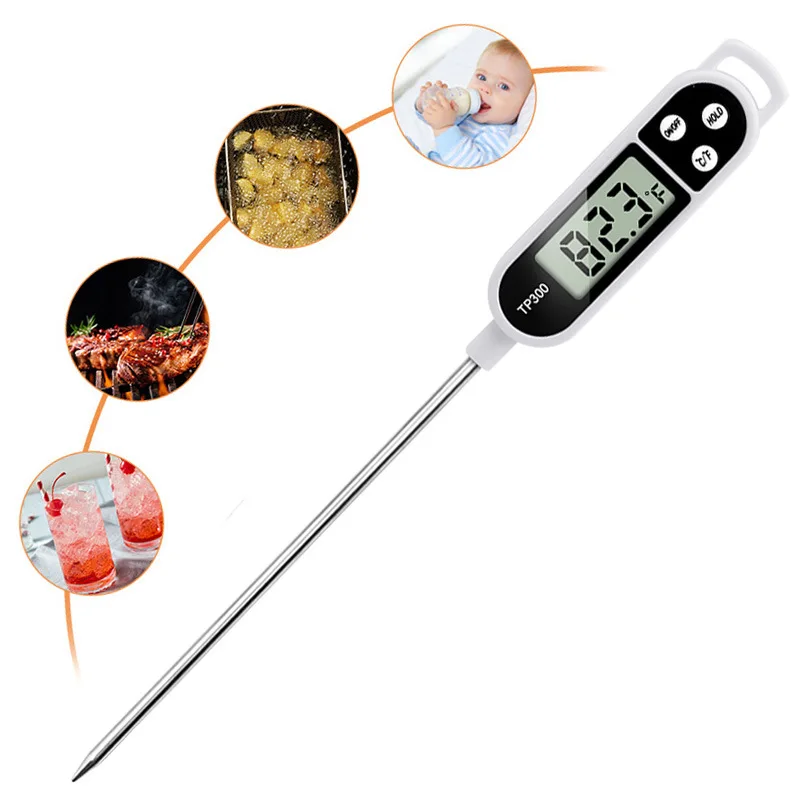 Household kitchen stainless steel probe food thermometer, LED digital display milk beverage barbecue thermometer 6