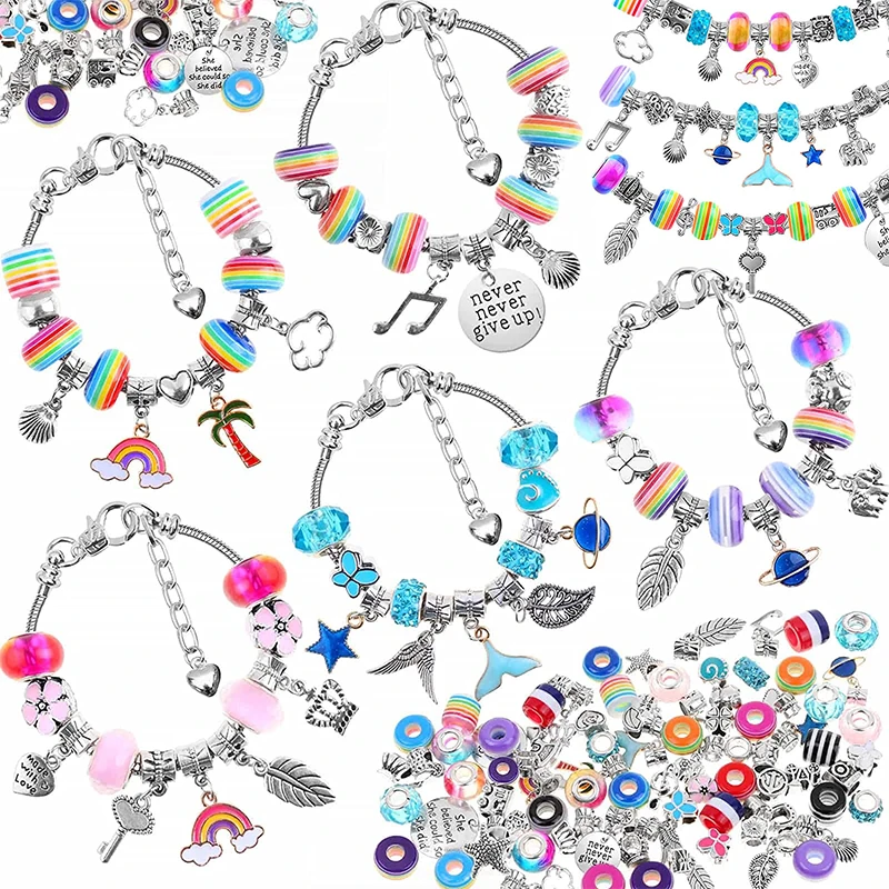 Charm Bracelets Kit with Beads Jewelry Charms Bracelets for DIY Craft  Beautiful Girls Jewelry Making Kit Gifts for Teen Girls