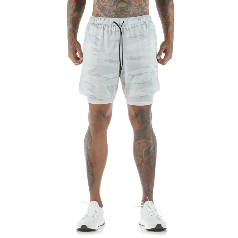 Mens 2 in 1 Running Shorts Summer Athletic Gym Workout Performance Shorts with Towel Loop Pockets Stretchy Quick Dry Sportswear