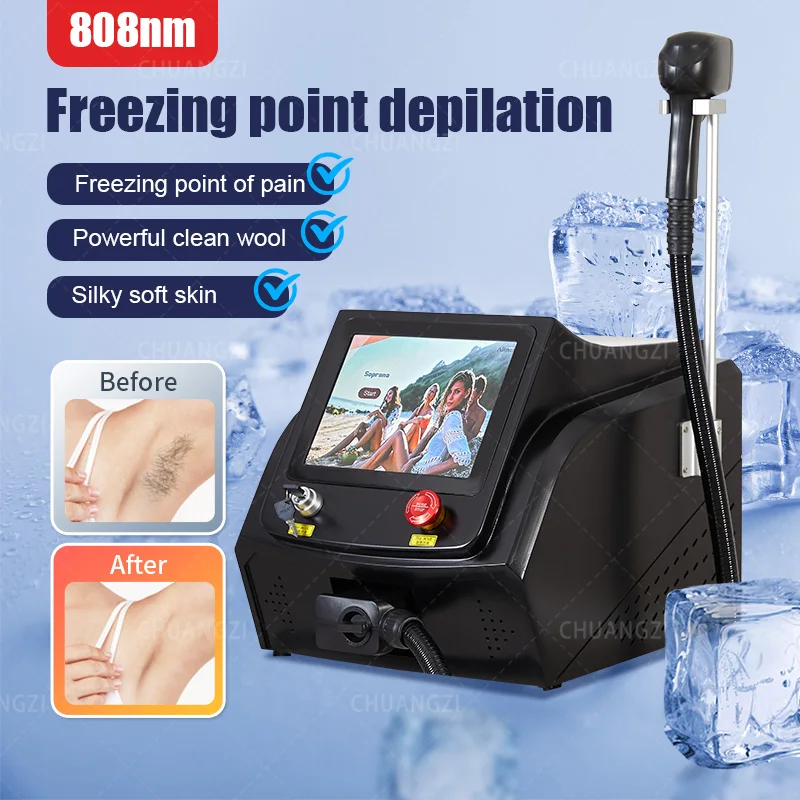 

Portable 2000W 808nm Diode Laser Wavelength Freezing Point Painless Permanent Hair Removal Professional Ice Platinum