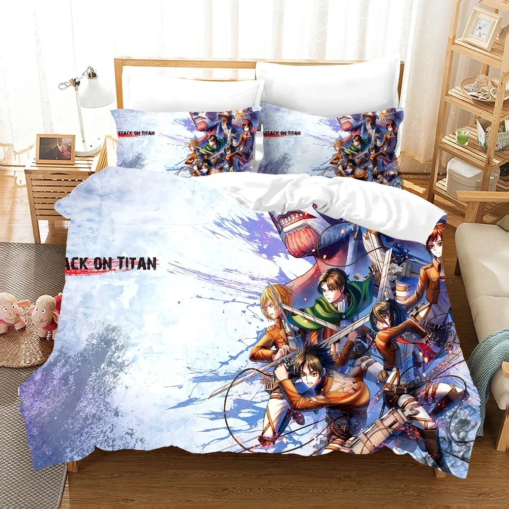 3D Printed Attack On Titan AOT Bedding Set Anime Levi Duvet Cover Double Twin Full Queen King Adult Kids Bedclothes Quilt Cover
