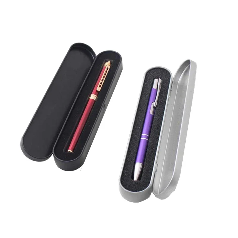 Stationery Box Silver Black Metal Pen Box Protection Box For Fountain Pen Pencils Stationery Gift Office School Supplies