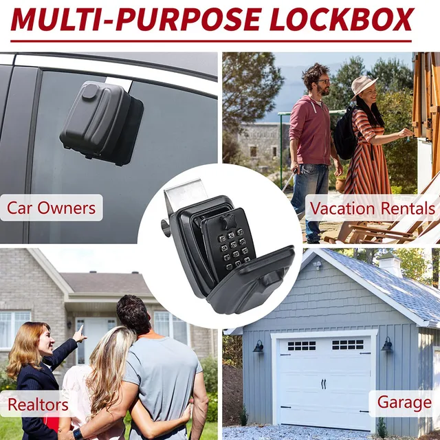 Portable Car Window Hanging Antitheft Code Key Box With 12Digits Code Waterproof Anti-theft Key Safe For Office Home Outdoor Use 5