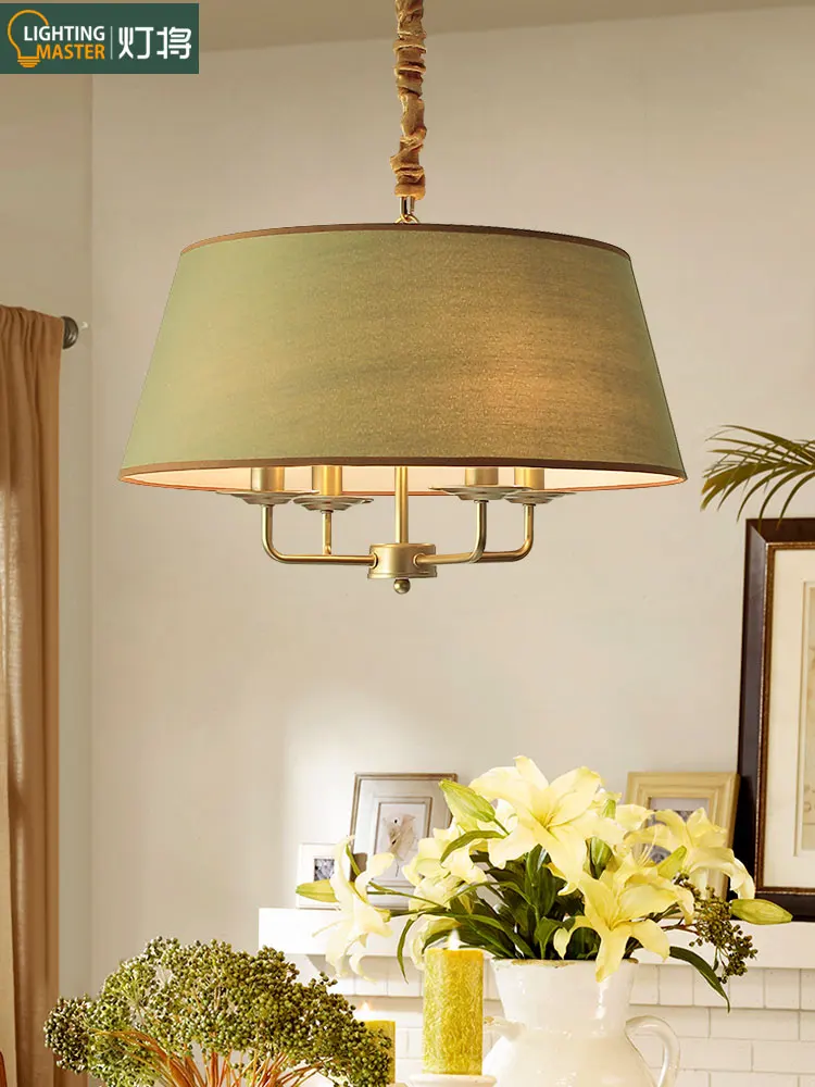 

Скандинавская Люстра для ресторана и бара, современный минималистичный тканевый абажур для гостиной, спальни, кабинета, лампы