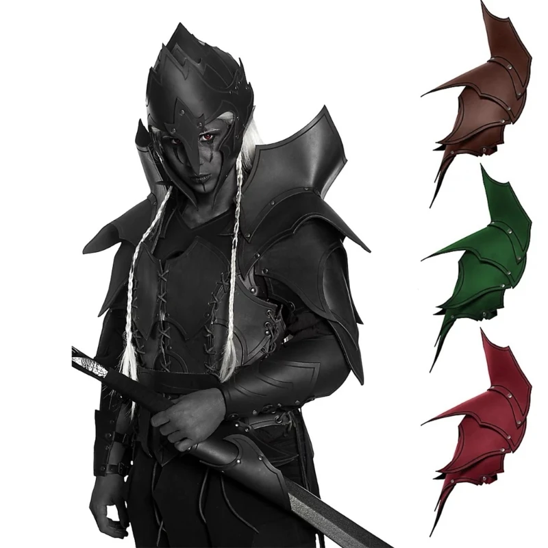 

Medieval Faux PU Leathers Costume Armour Halloween Cosplay Armors Shoulder Armour, Double Shoulder Guard Harness