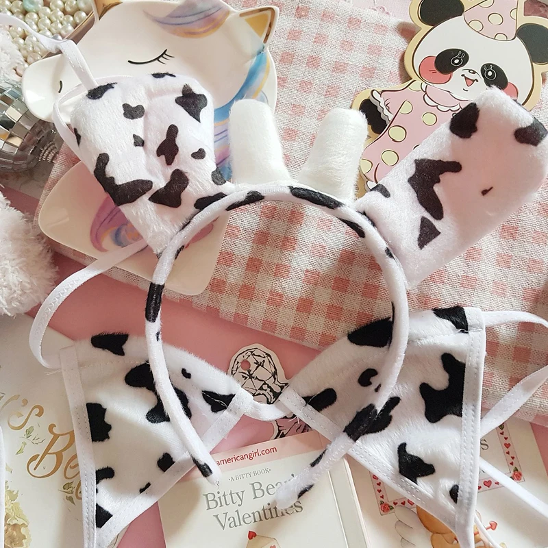 Japanese Underwear Anime Cos Flannel Cute Sexy Cow Lace Up Bandage Bikini Bra Set Womens Cosplay Lolita Kawaii Bra and Panty Set women lingerie,women lingerie set,women cosplay costume