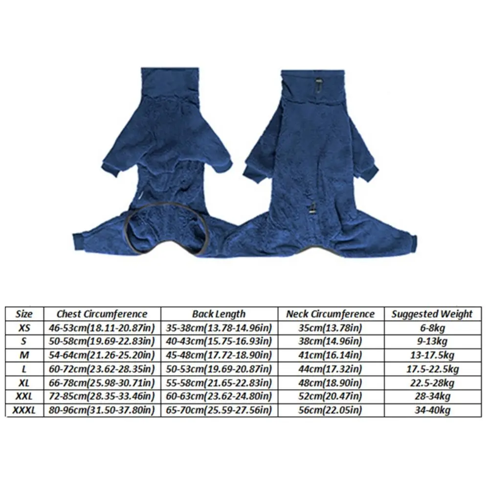 애완동물 겨울옷 전신 겨울 강아지 점프수트 방풍 두꺼운 따뜻한 강아지 잠옷 탄력 있는 부드러운 강아지 플리스 코트 강아지용