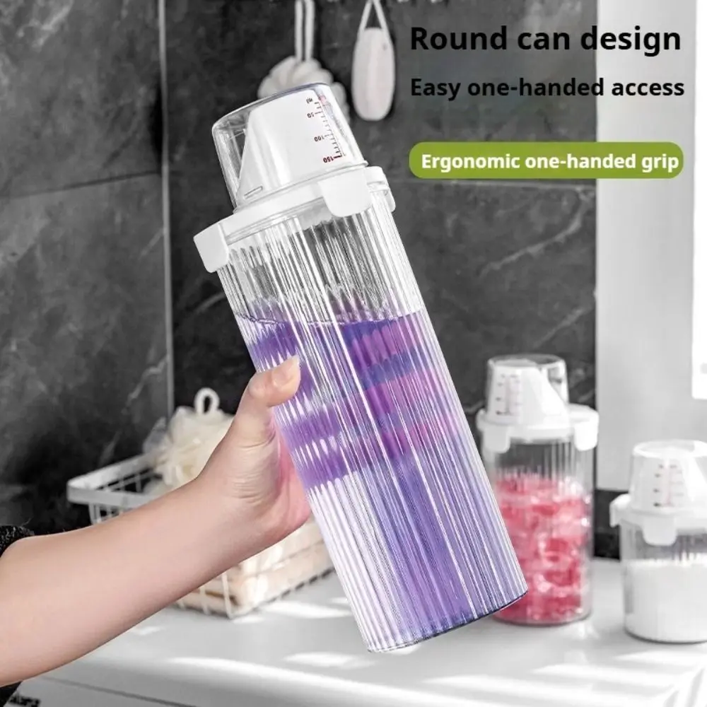 Transparent Laundry Detergent Dispenser Bottle with Measuring Cup Multipurpose Laundry Powder Storage Box Sealed