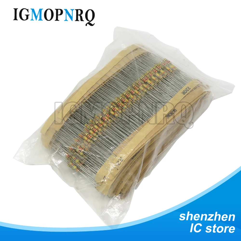 

860pcs Carbon Film Resistor Kit 1/4W 5% resistors assorted kit set 43values*20pcs Resistance 1R - 1M Ohm 0.25W resistor pack