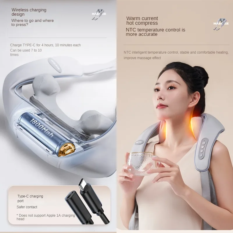 1pc Trapezius Muscle Massager, Kneading Shawl Home Cervical Spine Massager,  Shoulder And Neck Multifunctional Hot Compression Massage, For Home Office