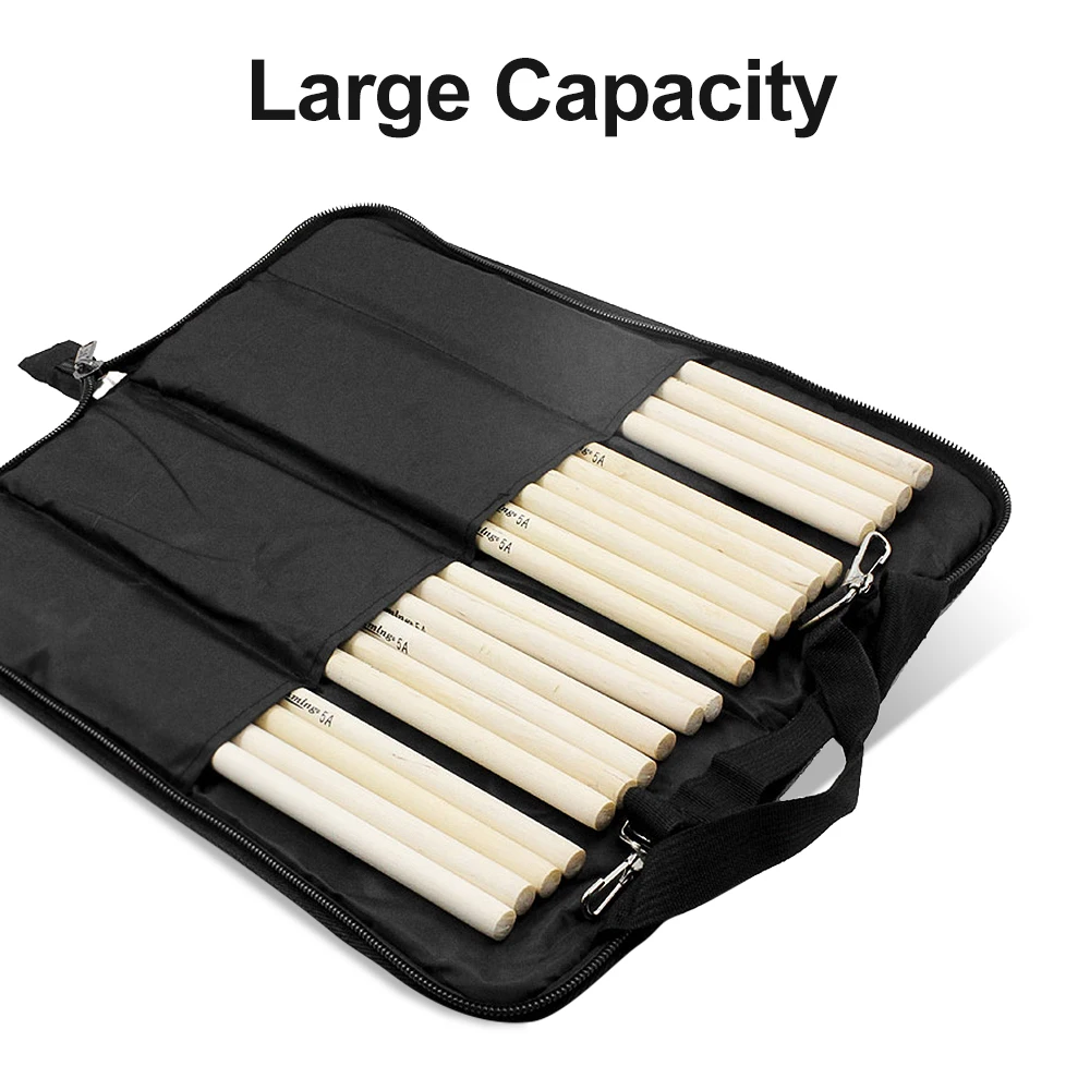 600D Drum Sticks Gig Bag Oxford Cloth Drumstick Bag Handy Strap Gripped Handle Pocket 5mm Cotton Padded Water-resistant drumstick bag