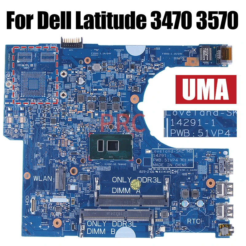 Placa-mãe Portátil para Dell Latitude Notebook Mainboard 3470 3570 142911 I36100u I5-6200u 920m 2g 0p5m6k 0ykp8m - Imagem 3